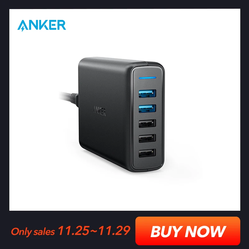 

Anker Quick Charge 3.0 63W 5-Port EU USB Wall Charger, PowerIQ PowerPort Speed 5 for iPhone iPad, LG, Nexus, HTC and More