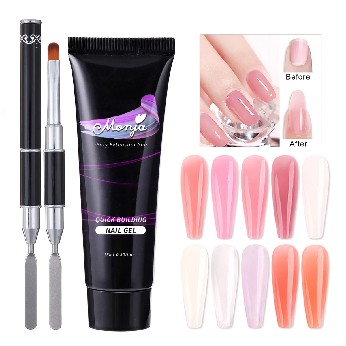 Monja 2 шт./компл. 10 видов стилей кисть для рисования ногтей с двумя концами