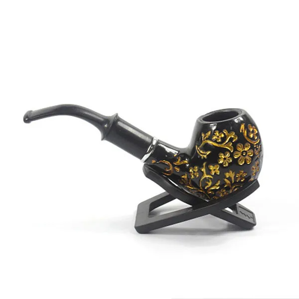 

5pcs/lot wholesale Classic Carved flower herb pipe cigarette holder smoke carving resin tobacco pipe black tobacco smoking pipes