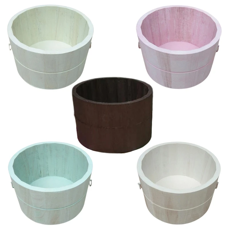 

Baby Photography Props Wooden Basin Newborn Pose Auxiliary Tub Pot Infants Photo Shooting Accessories