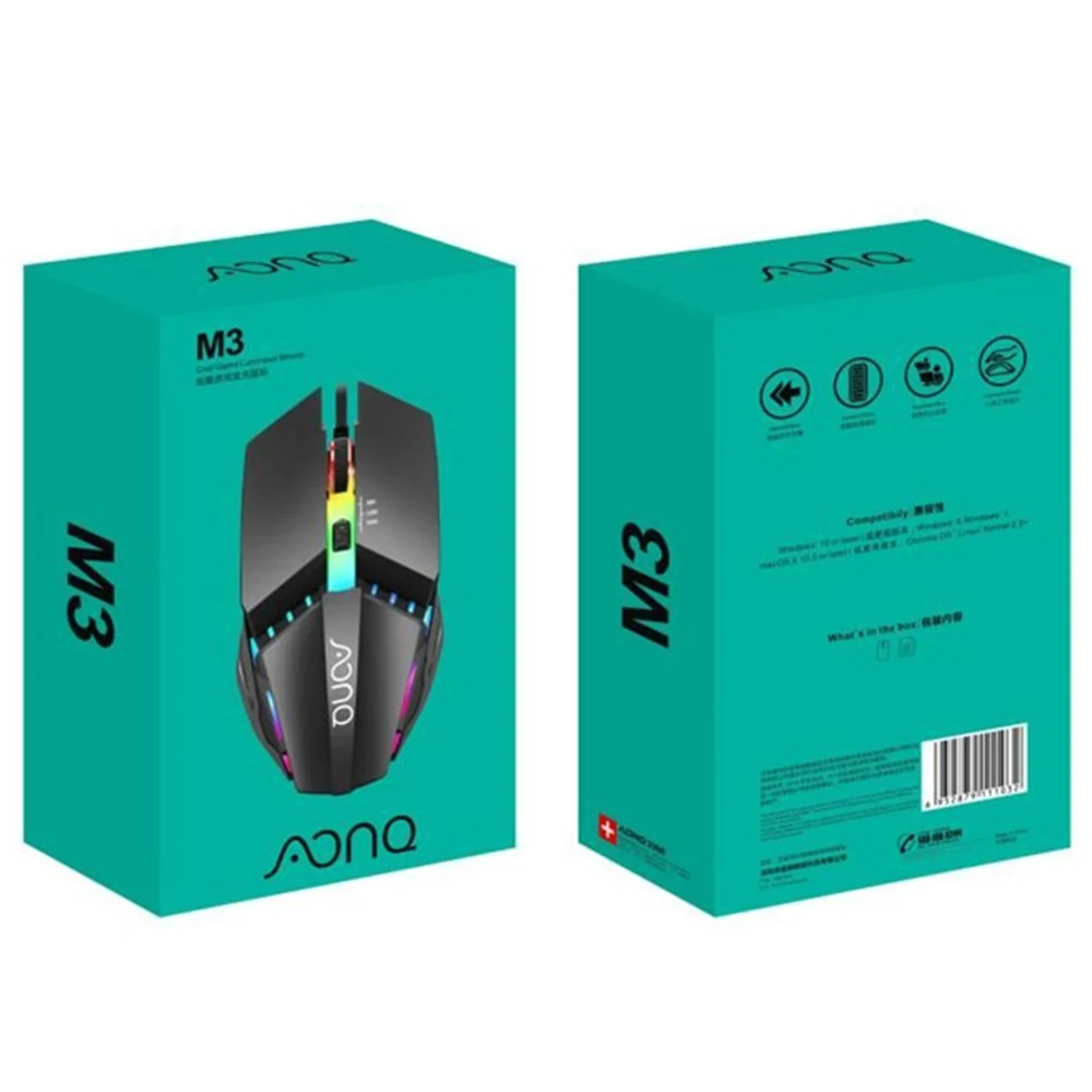 

Portable Optoelectronic Mouse 1.5M 4 Keys Game Is A Mouse Colorful Gradient Light Computer Control Gaming 1600dpi 5V 100mA
