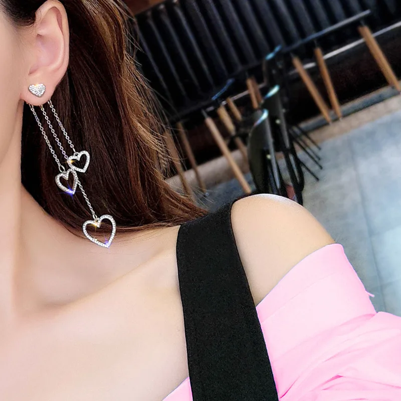 Корейские ювелирные изделия полые серьги с геометрическим узором в виде сердца