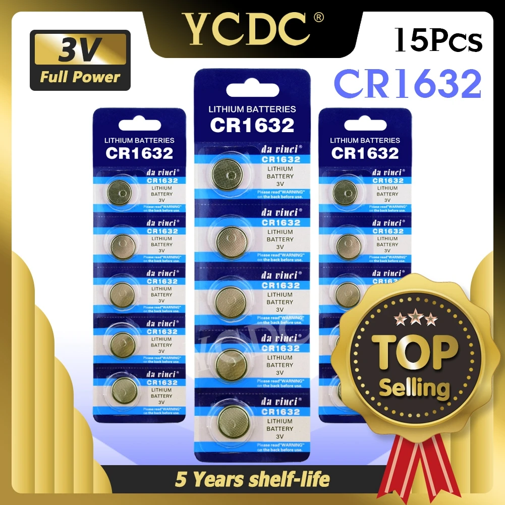 

15PCS Button Battery CR1632 Lithium Coin Cell Batteries 3V LM1632 BR1632 ECR1632 CR 1632 Electronic Watch Toy Remote
