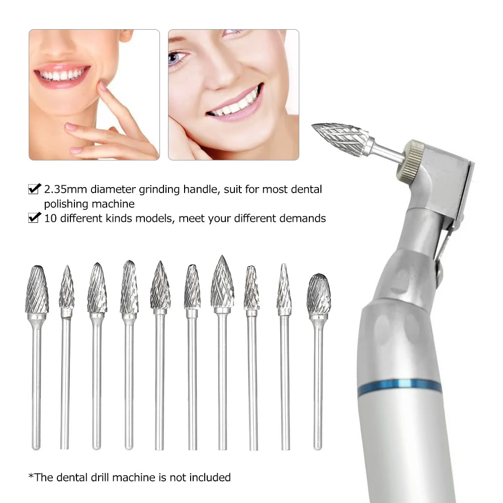 

10pcs Tungsten Steel Nitrate Carbide Burs Drills Dental High Speed Grinding Heads Dentistry Equipment Teeth Polishing &