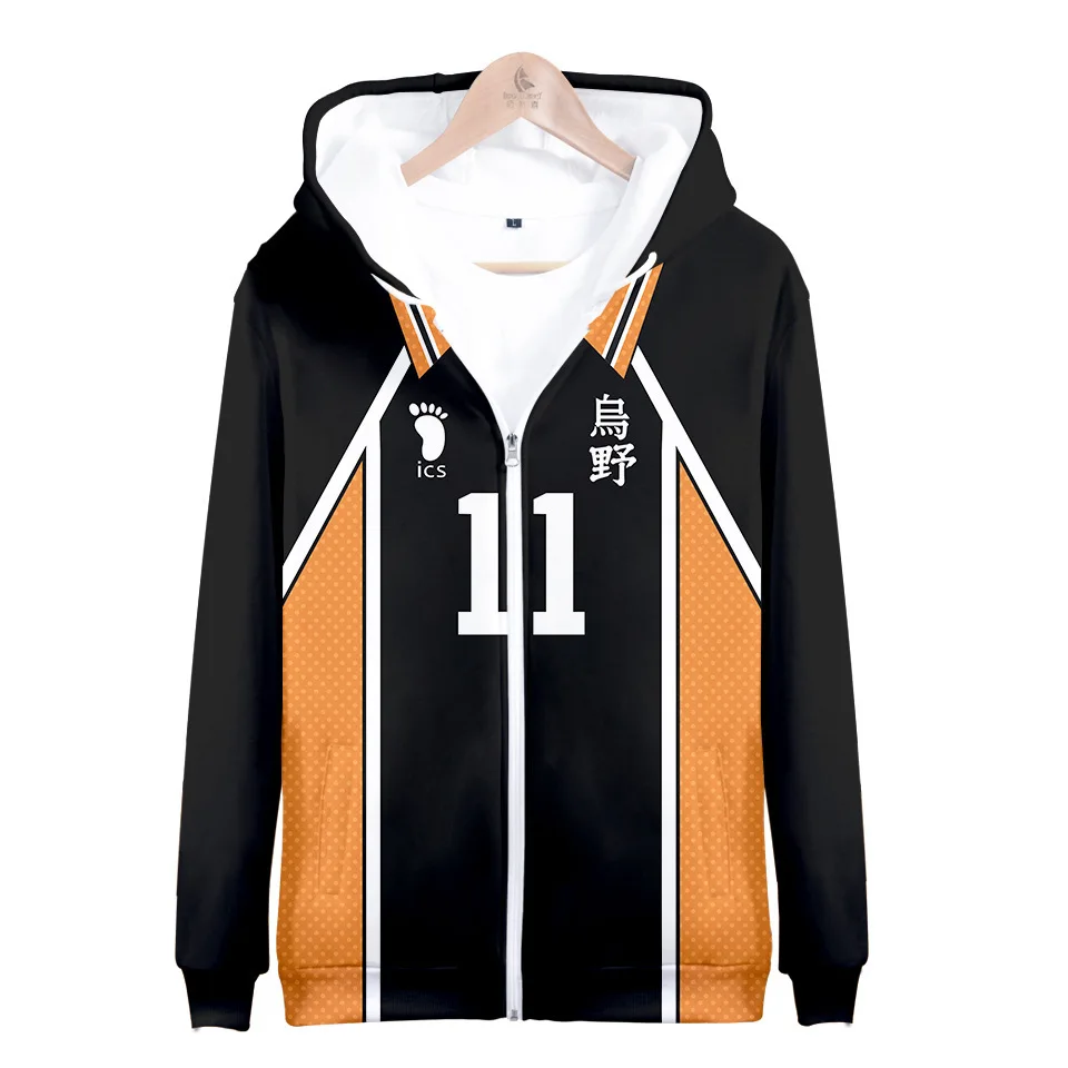 

Volleyball Junior Character Haikyu!! 3D Printing Zipper Up Hoodies Sweatshirts Tops Harajuku Casual Pullover Streetwear Men's
