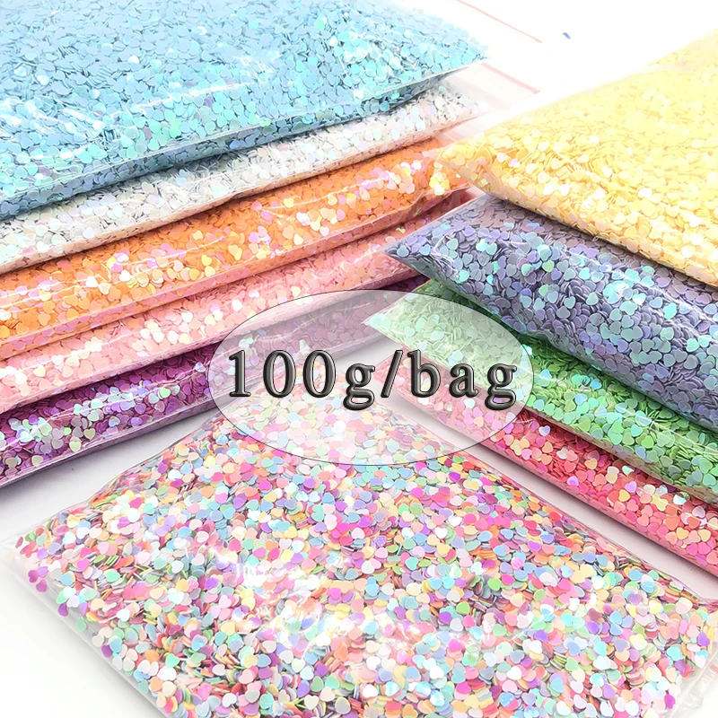 

Inyajay Loose Sequins 3mm Love Heart Shape Glitter Nail Sequins Shiny DIY Handcraft Manicure Accessories/Decoration Confetti