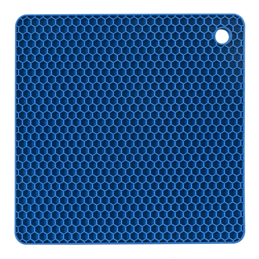 Dark Blue 4 шт./лот, силиконовый коврик, квадратная подставка для горшков, термостойкий нескользящий Настольный коврик, Универсальная кухонная салфетка-подставка, аксессуар - Цвет: Dark Blue