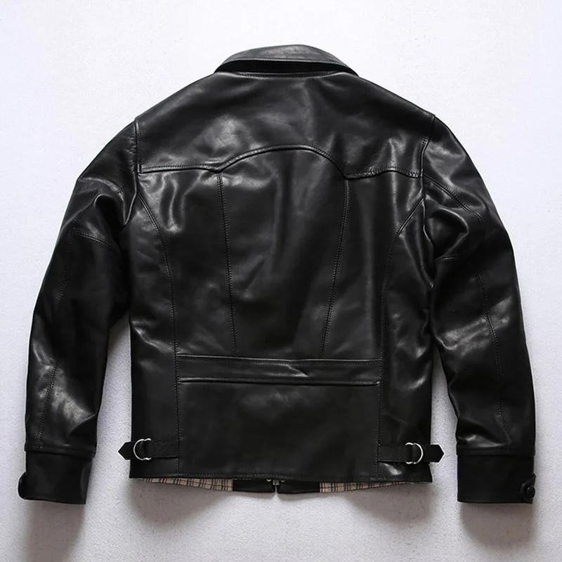

2021 Black Casual Style Genuine Leather Jacket Men Plus Size 3XL Real Natural Horsehide Autumn Slim Fit Short Young Male Coat
