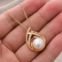 original handmade 14k gold filled natural freshwater pearl water drop design flower ladies pendant necklace jewelry best gift