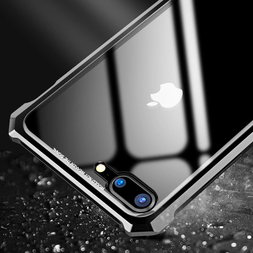 Металлический бампер из закаленного стекла чехол для iPhone 7 8 Plus противоударное стекло высокой четкости металлическая пряжка рамка защитная задняя чехол для iPhone 7 8