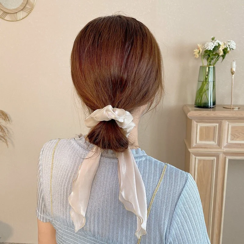 

Korean Version Of Ins Wind Student Cute Hair Rope Mermaid Ji Color Net Red New Super Fairy Streamer Large Intestine Hair Ring