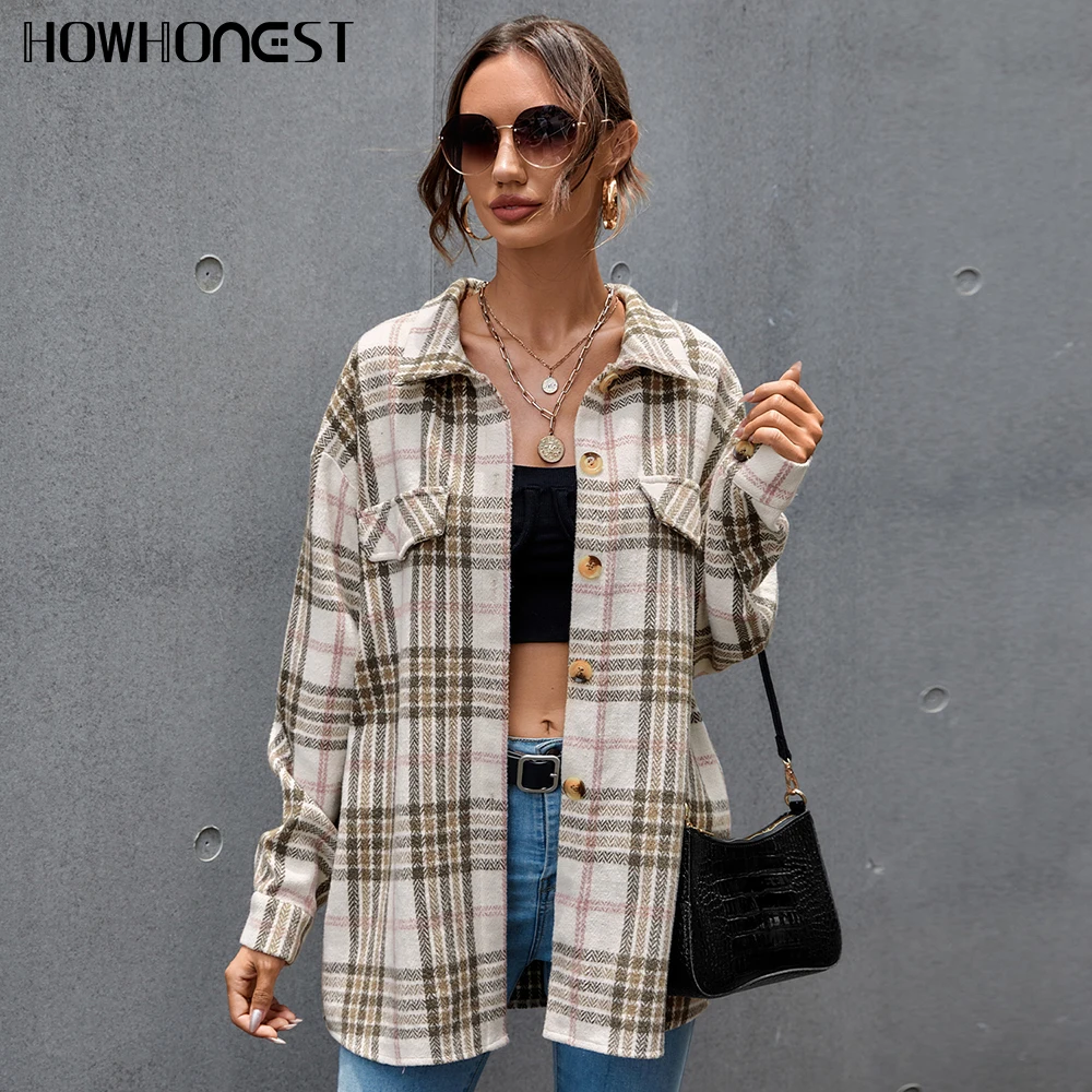 

Women's Blouse New Autumn Winter Hot Sale Plaid Harajuk Cardigan Single-breasted Long-sleeved Cotton Lapel Shirt Fashion Tops