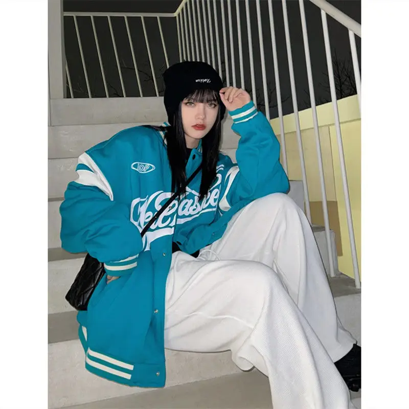 

2021 new spring academic style retro letter printed baseball suit female street student flight jacket coat tide