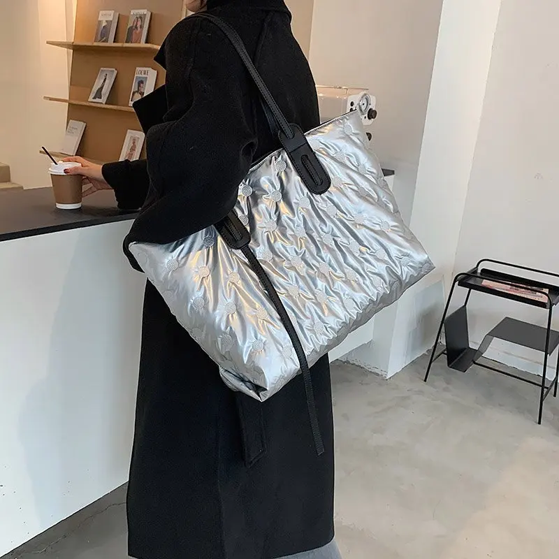 Модная женская Хлопковая Сумка, женская сумка на плечо, большая сумка-тоут, сумки-тоуты, новинка 2021, зимние сумки-тоуты, сумка на плечо большо... от AliExpress WW