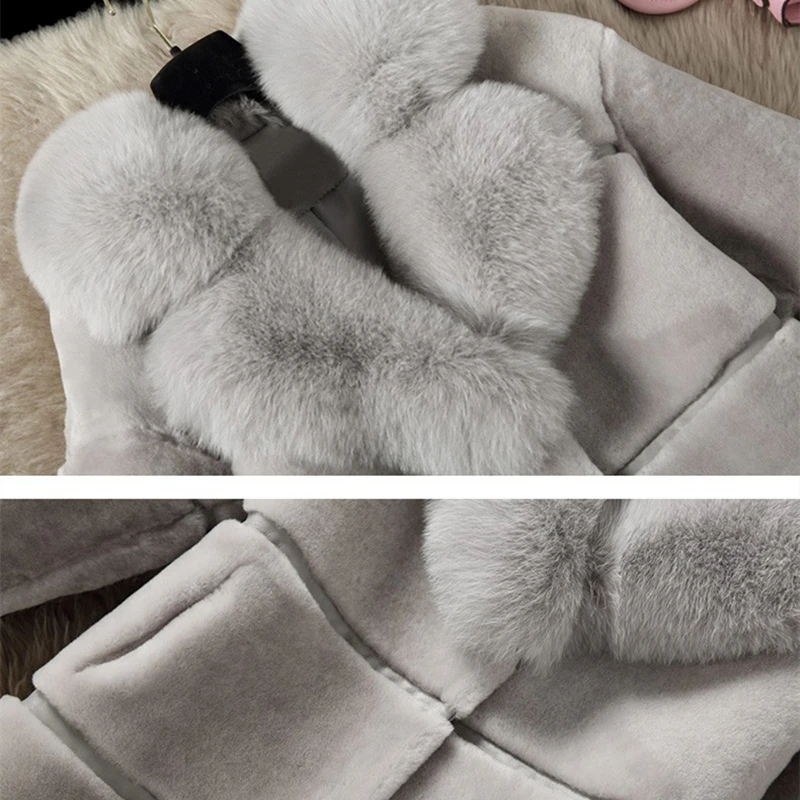 Winter New Women Fur Coat Ladies Long Sleeve Thicken Warm Jackets 2021 Casual Faux Mink Fur Coats Female Fox Fur Collar Parka