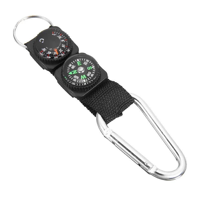 3 in 1 Mini Multifunction Hiking Travel Compass Thermometer Carabiner Key Ring Camping First Aid Kits Safety Survival Tools Hot | Спорт и