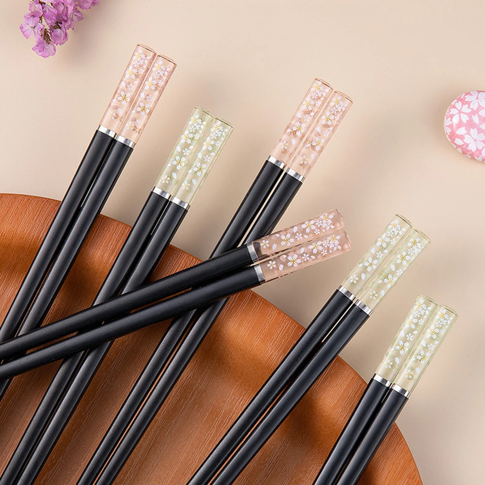 

Amber Sakura Alloy Japanese Chopsticks Antibacterial Anti Slip High Temperature Resistant Sushi Food Chopsticks Kitchen Dishes