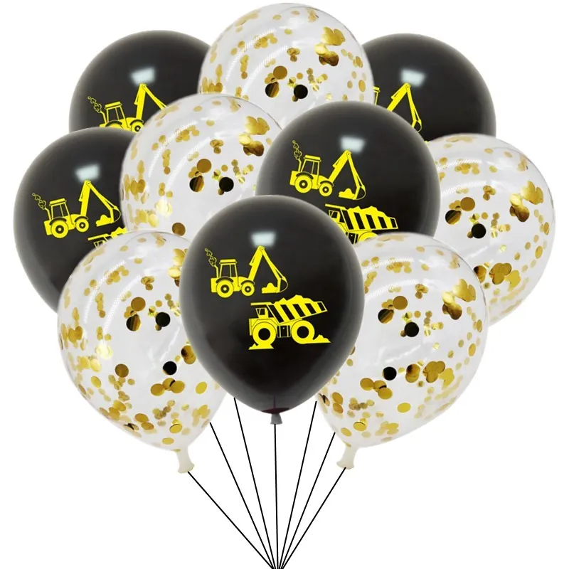 10pcs Construction Vehicle Excavator Latex Balloons Birthday Party Decorations Kids Car Ballon Tractor Globos Baby Shower - купить по