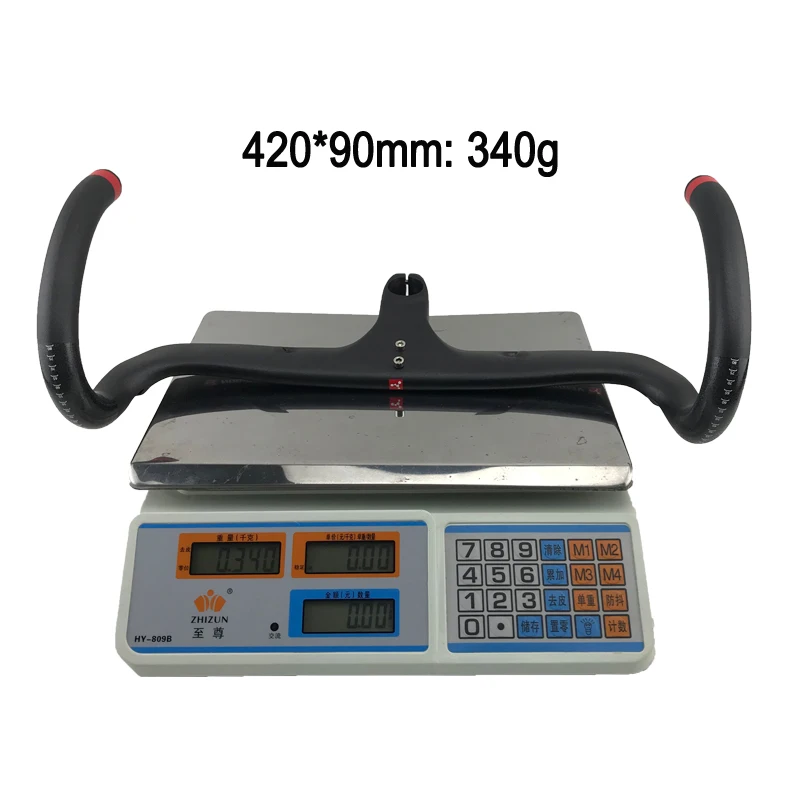 Дешево Руль из углеродного волокна для дорожного велосипеда, черный, 3K, глянцевый, интегрированный руль с стержнем для велосипеда, 400/420/440 мм