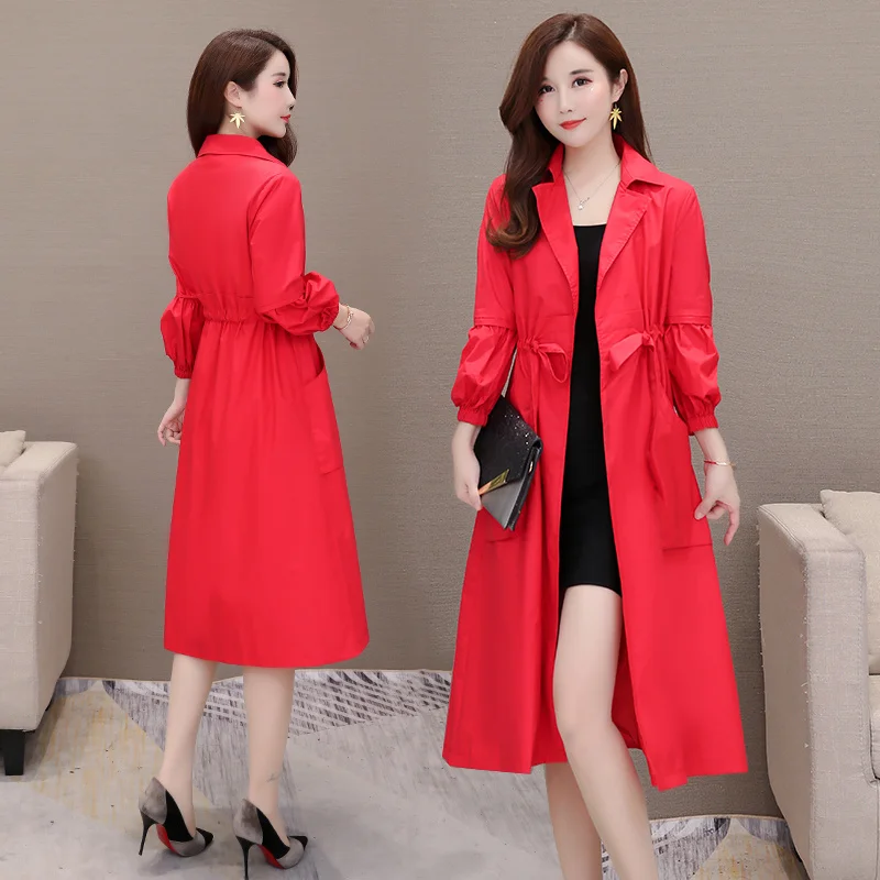 

Temperament Thin Popular High-End Atmospheric Trench Coats Mother Outwear 2022 New Mid-Length Single-Breasted Windbreaker Female