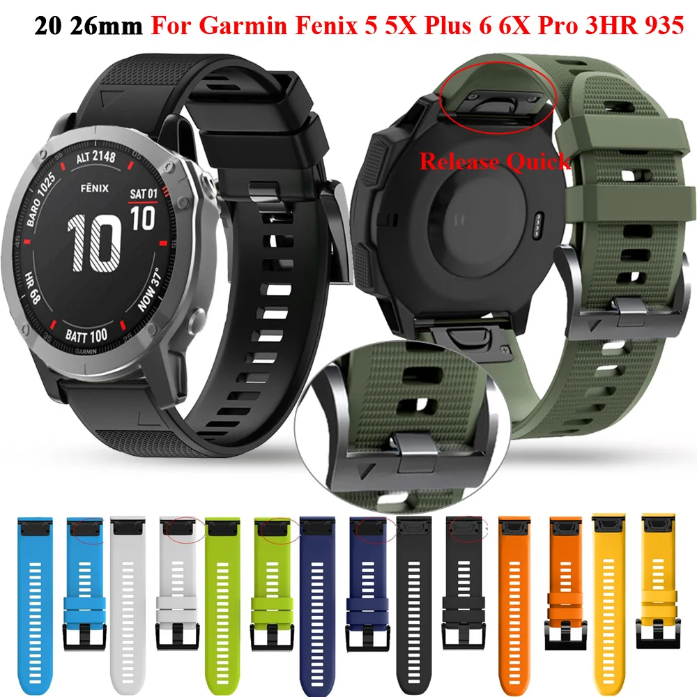 

22 26mm Smart Watch Band Strap For Garmin Fenix 7 7X 6 6X 5X 5 3HR 935 945 Quick Release Belt Silicone Bracelet Watchband Correa