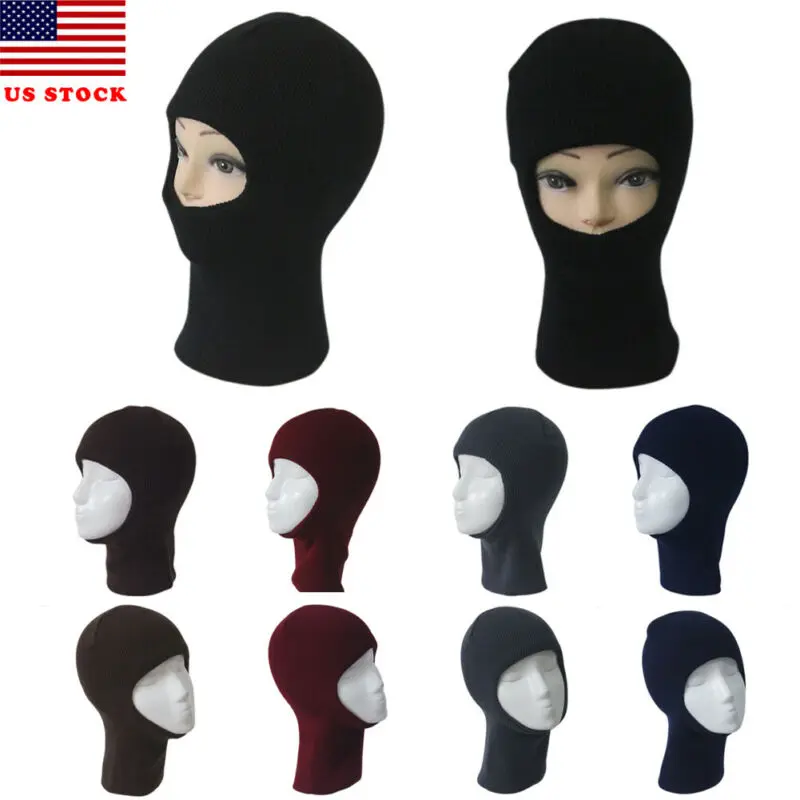 Модная однотонная Лыжная зимняя шапка Балаклава с одним отверстием капюшоном