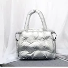 Новинка, зимняя женская сумка-мешок с подкладкой из хлопка и перьев, сумка-мешок, нейлоновый тоут на плечо