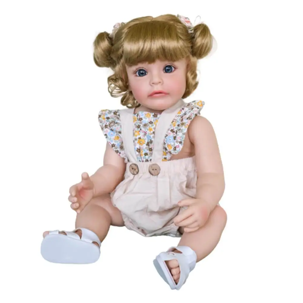 

55CM Reborn Toddler Girl Full Body Silicone Princess Sue-Sue With Blond Hair Hand-detailed Painting Toy For Girls