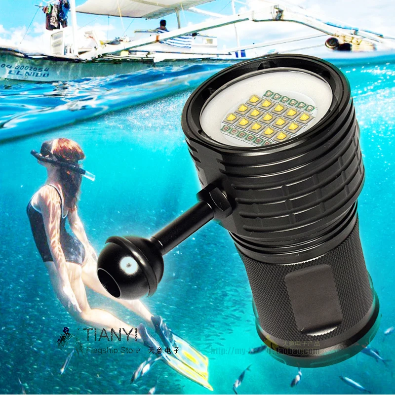 Underwater photography flashlight strong light rechargeable waterproof lighting searchlight fill light