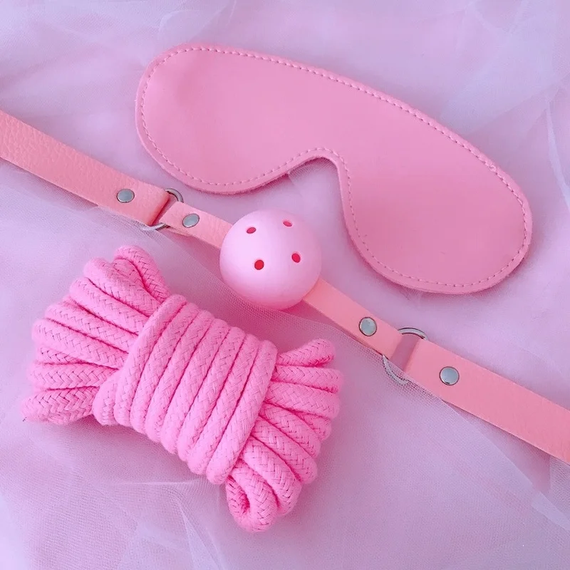 

Adjustable PU Leather Women Erotic Toys Mouth Gag 5M Rope Eyemask Set Restraints Bondage Tools For Couples Cosplay Costumes New