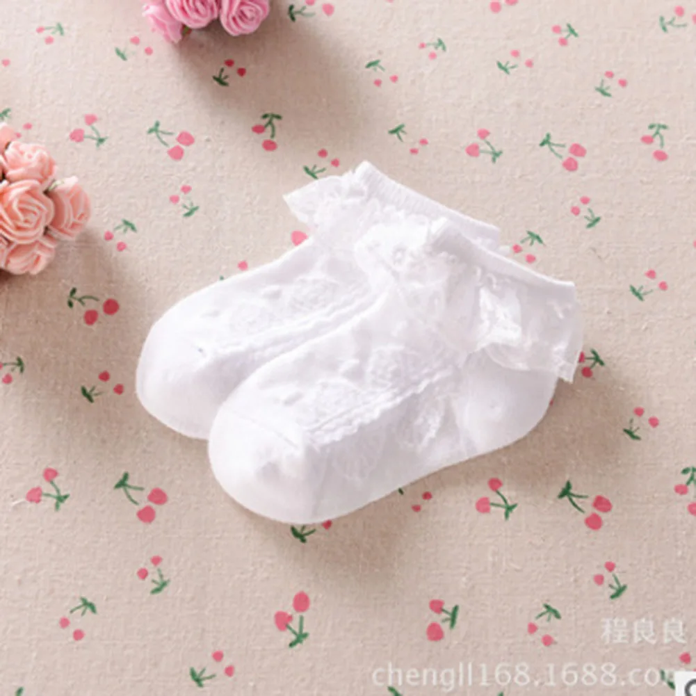 Новые красивые мягкие хлопковые кружевные короткие носки для маленьких девочек от 2 до 5 лет - Цвет: Белый