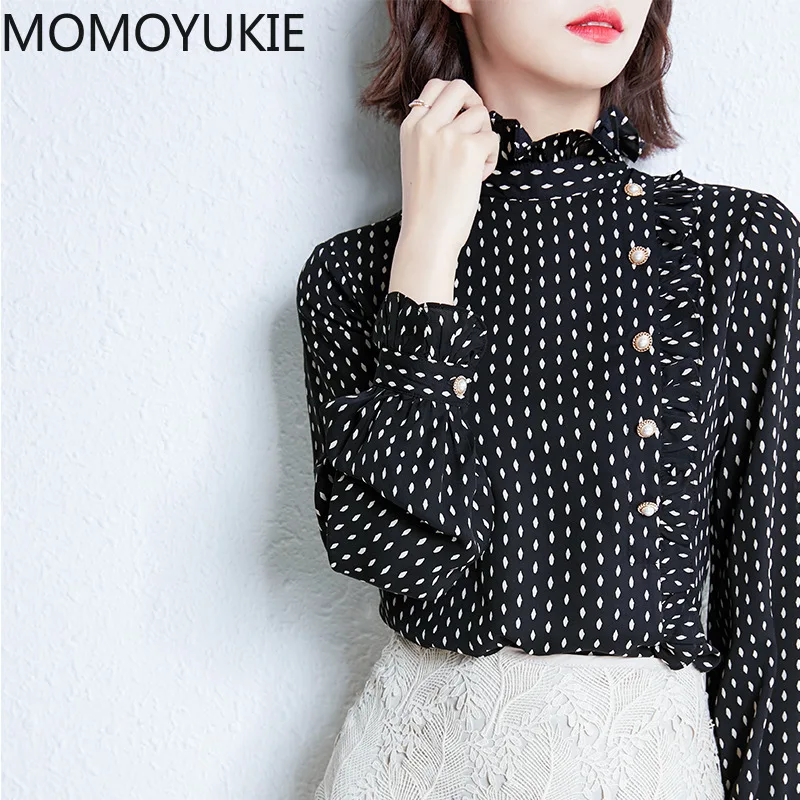 Женские блузки 2021 весенние женские рубашки с длинным рукавом блузка оборками