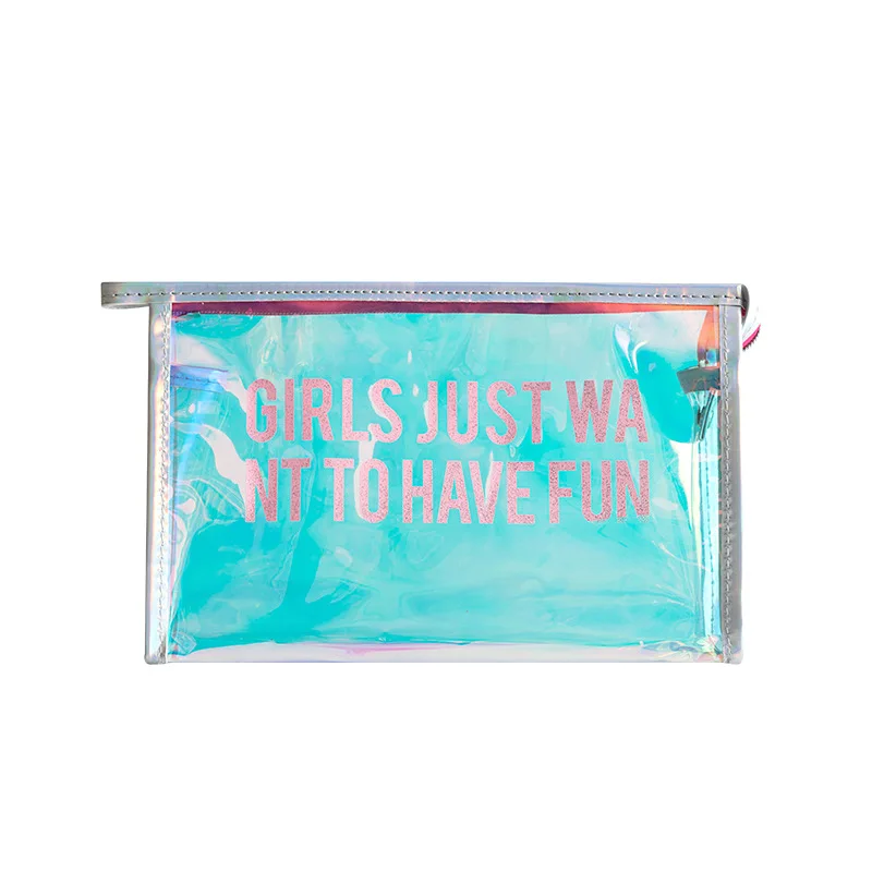 

Glitter Waterproof Handle Strap Cosmetic Bag,PVC Clear Makeup Organizing Bags With Zipper Perfect for Bathroom, Travel