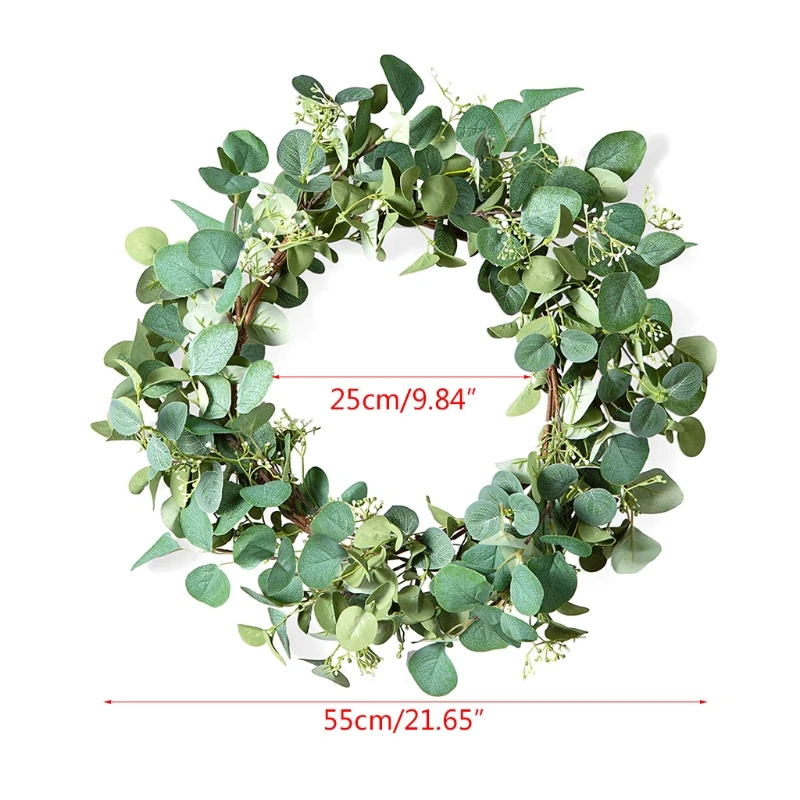 

Artificial green eucalyptus flower link eucalyptus leaf door hanging 20 inch artificial holiday celebration wreath