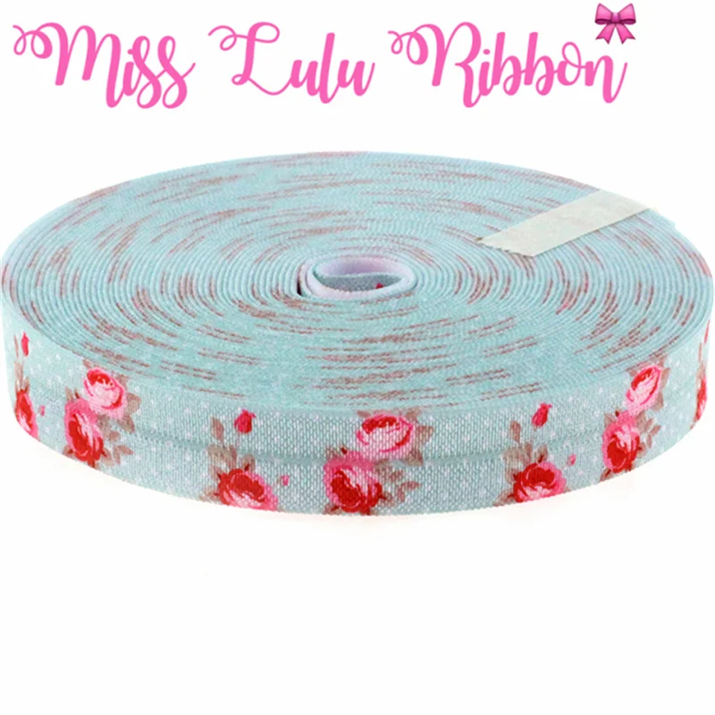 5/8 &quot16 мм белый горошек и красная роза цветок печатных Складной эластичный