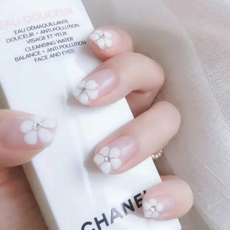 Накладные ногти прозрачного желеобразного цвета 24 шт. накладные в летнем стиле