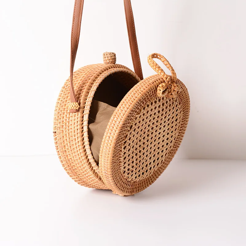 

Rattan woven ins mesh basket basket basket basket hand woven PU belt