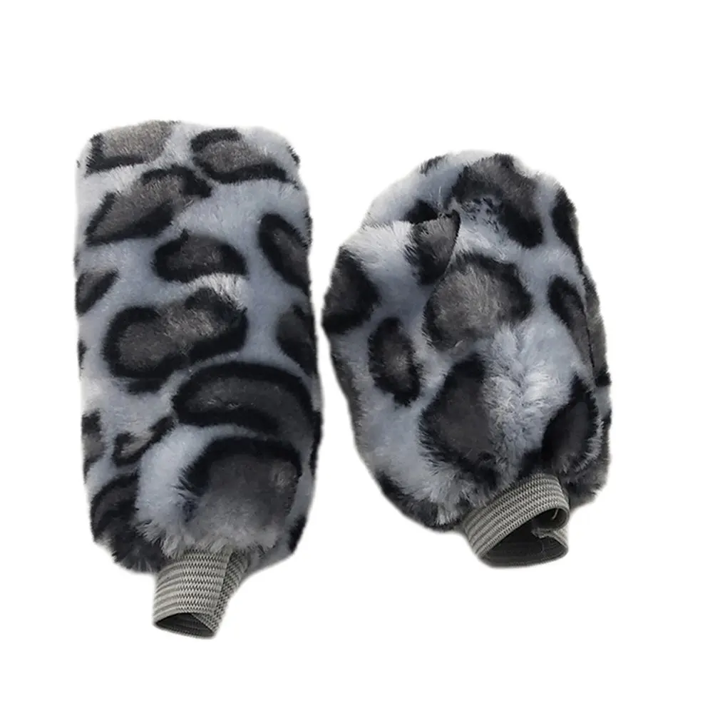 

No Rubber Ring Elastic Leopard Print Plush Steering Wheel Cover Leopard Print Fluffy Fur Steering Wheel Cover