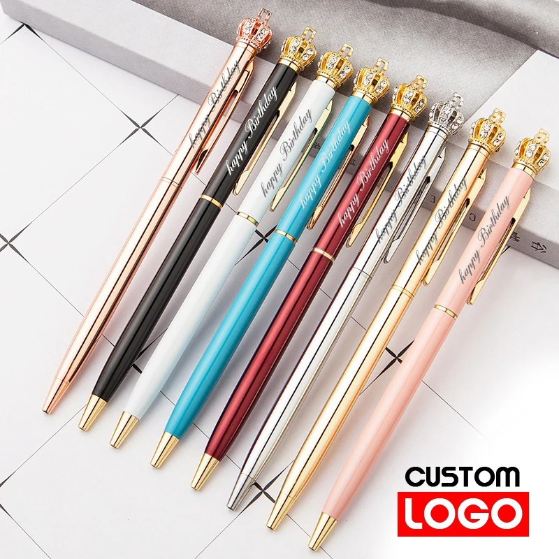

1pc Small Crown Ballpoint Pen Custom Advertising Gift Pen Stationery Wholesale Custom Logo School Supplies Wholesale Lettering