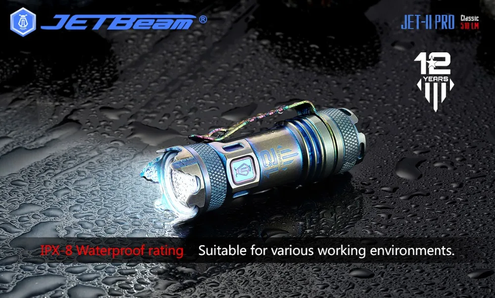 JETBeam II PRO titanium Meta Мини светодиодный фонарик 510 лм Cree XP-L HI тактические фонари для выживания