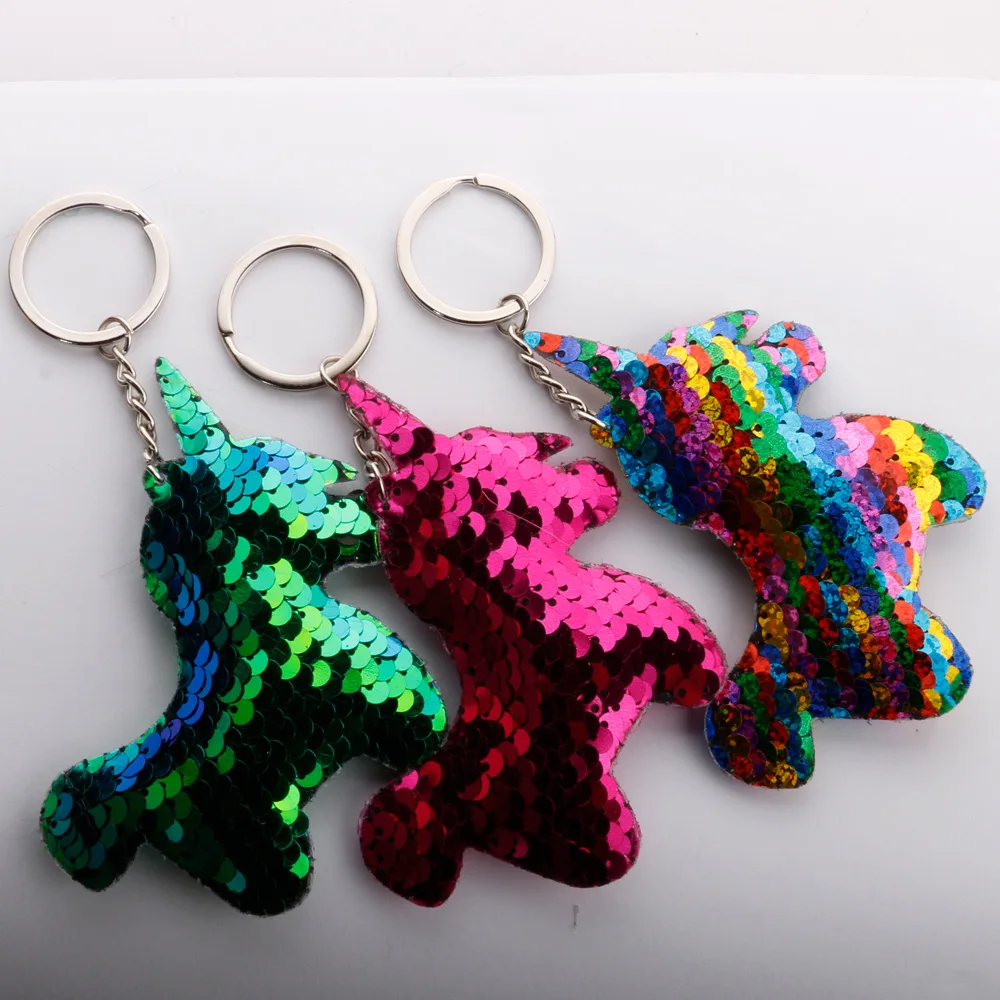 

Reflective bright color Unicorn foal pendant Sequin pony bag pendant colorful Sequin key ring pendant
