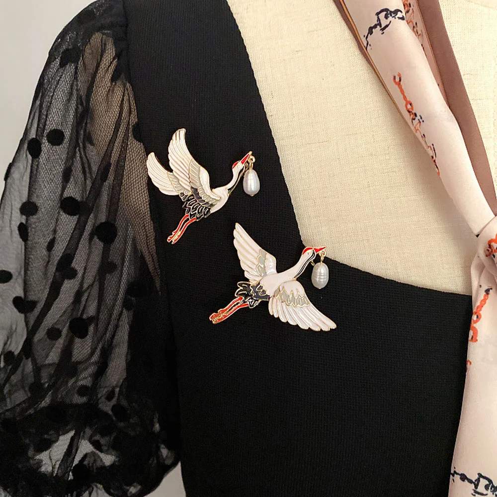 Эмалированная булавка в китайском стиле с искусственным жемчугом|Броши| |