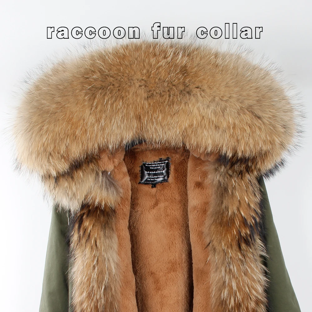 Winter Jacket Women Real Fur Collar Long Parka Waterproof Big Natural Raccoon Fur Collar Outwear Warm Thick Faux Lining ODDFOX