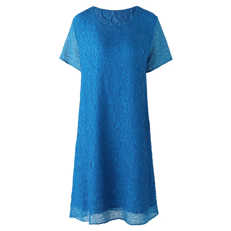 

LANMREM Pleated Dress Women's Industry Embroidery Length Short Sleeve Temperament Loos Fit Summer 2021 New Arrival 2K1707