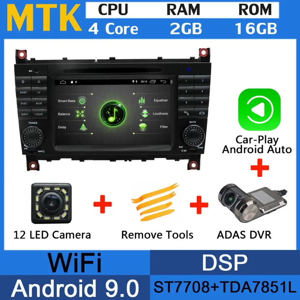 MTK-Adas-Carplay Восьмиядерный 4 Гб ОЗУ Android 9,0 автомобильный DVD для Mercedes Benz C Class W203 C180 C200 C220 C230 C240 C250 C270 C280 C300 C320 автомобильный DSP - Цвет: MTK-Adas-Carplay