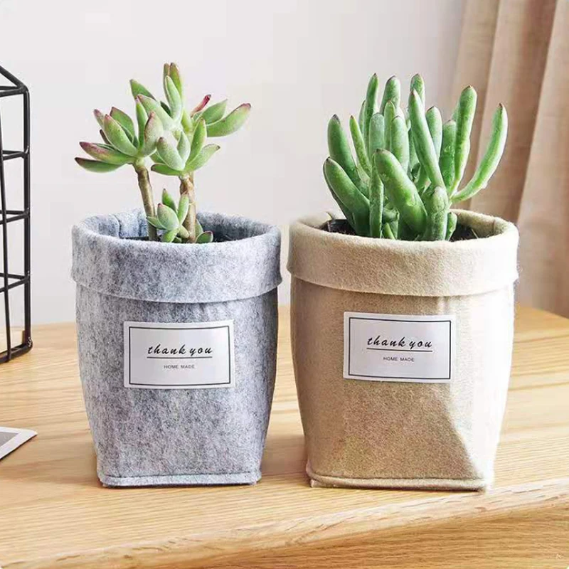 

Nordic Plant Grow Bag Home Desktop Decoration Succulent Felt Pots Office Gardening Thick Flower Pots Garden Pot Garden Supplies