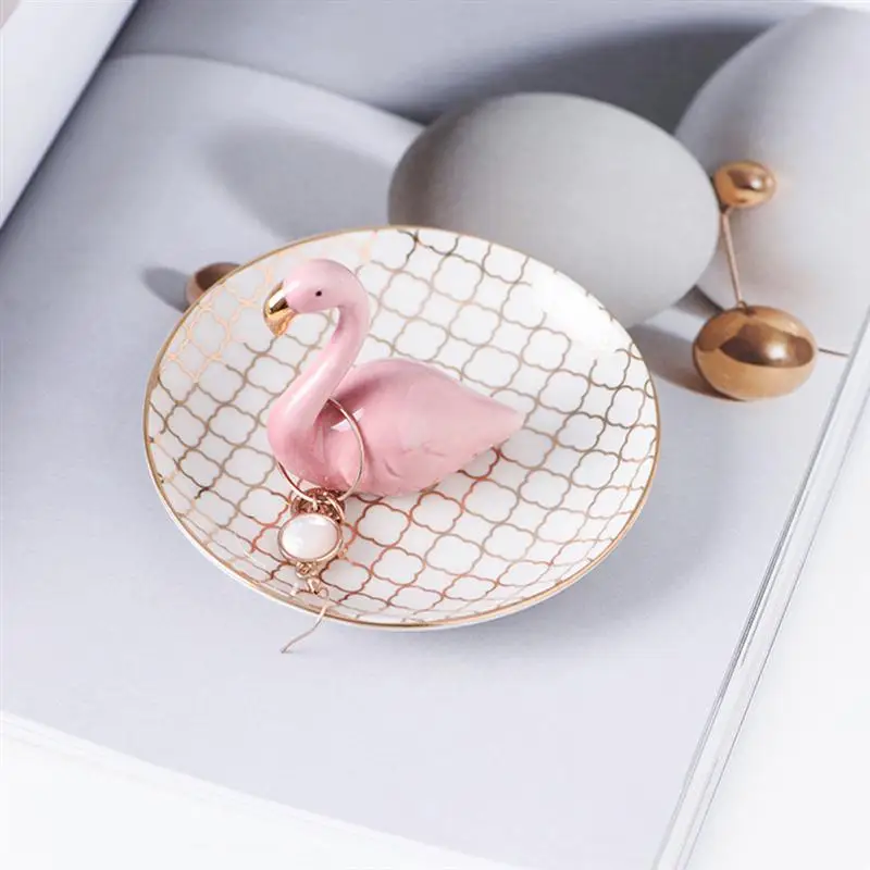 Тарелка для ювелирных изделий в форме фламинго изысканный керамический поднос