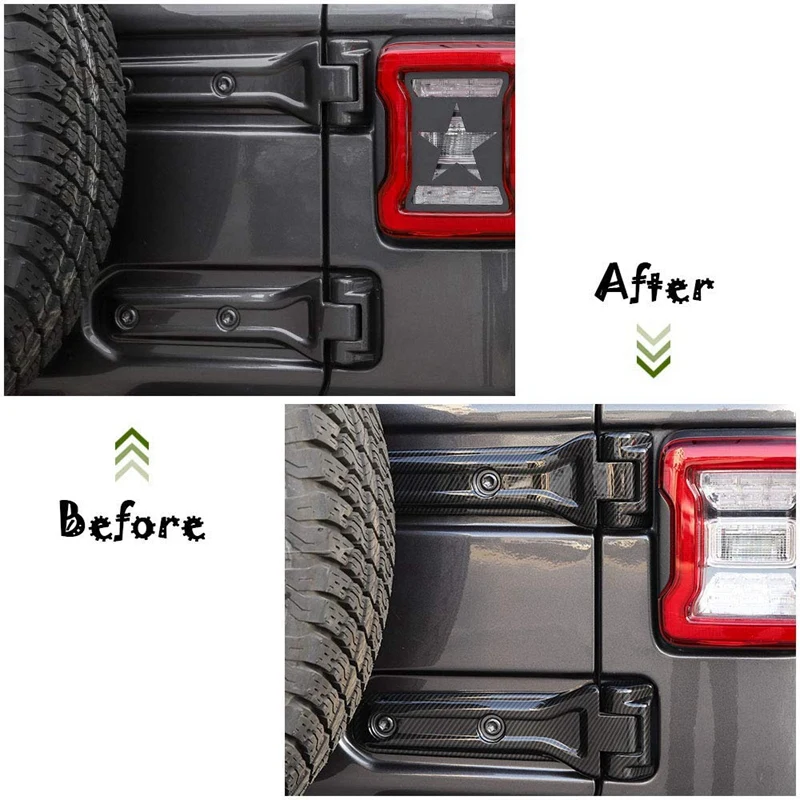 Car Spare Tire Tailgate Door Hinge Covers Trim Stickers for Jeep Wrangler JL 2018 Up (Carbon Fiber) | Автомобили и мотоциклы