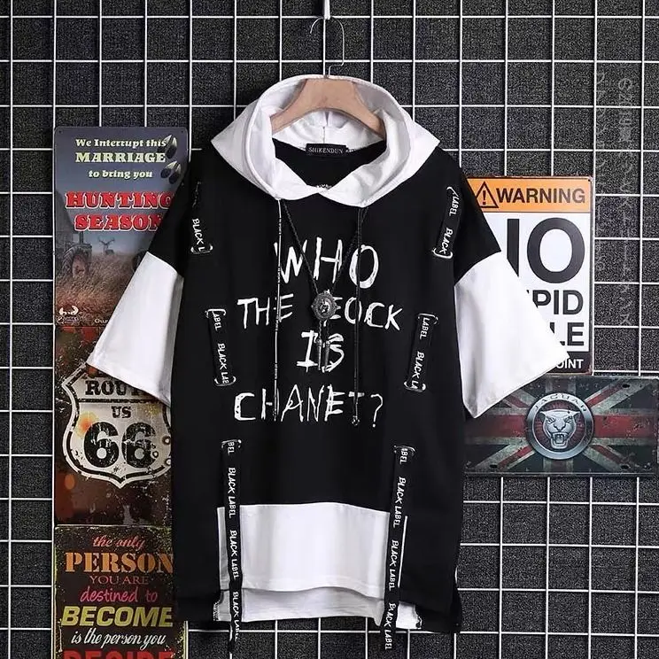 

Japanese Student Street Harajuku Patchwork Hoodies Letters Printed Men Oversize Hip Pop Hoodie Summer Hoodies Plus Size S-3XL