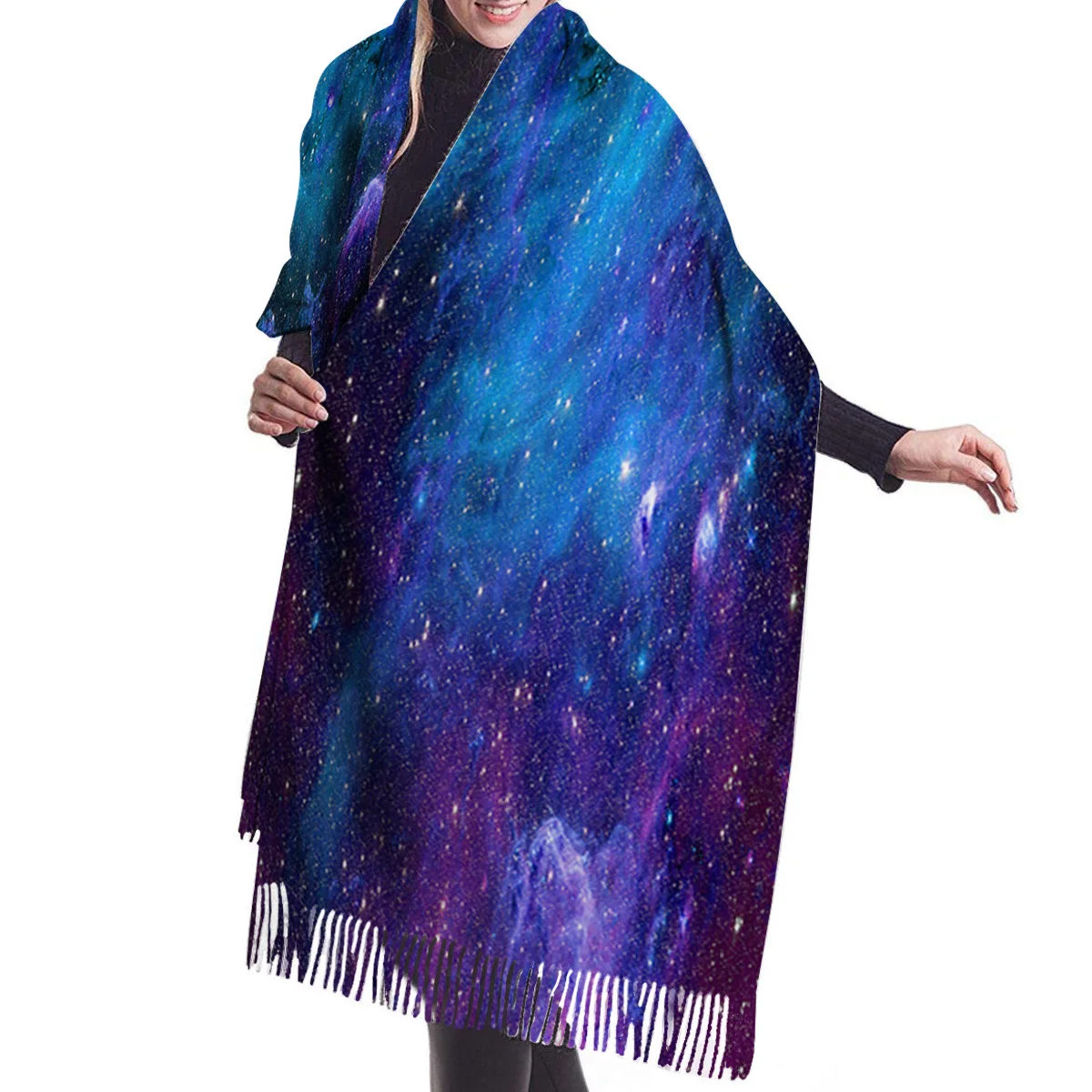Звездное небо космическая Вселенная шарф унисекс толстые теплые зимние шарфы